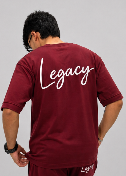 Legacy Essential Drop Shoulder Tee – Maroon